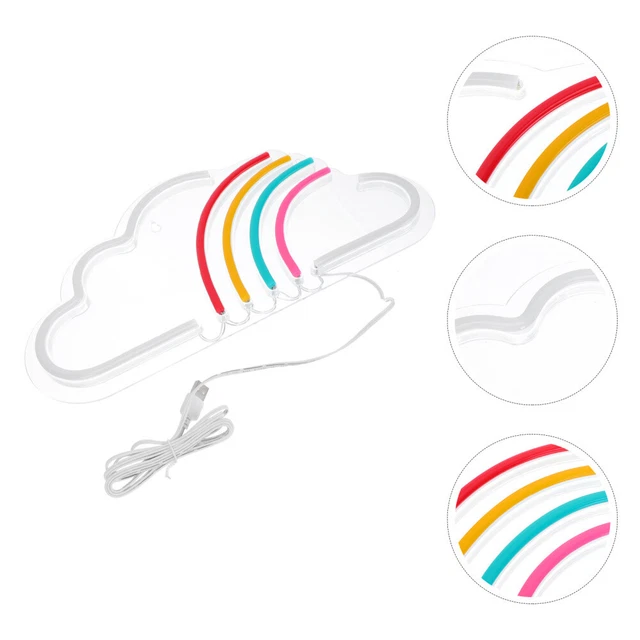 BEDROOM WALL LAMP LED Neon Light up Cloud Rainbow Sign Night Hanging