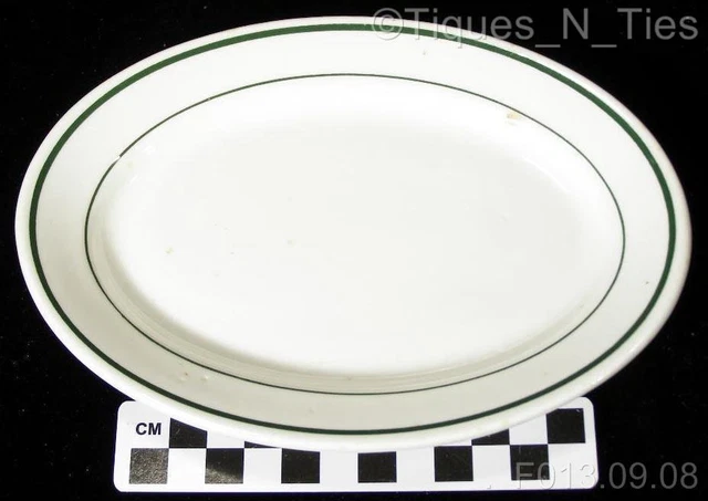 Rare Warwick China C.M.St.P.&P Railroad China Green Line Stripe Oval Plate (GG)