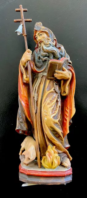 hübsche alte Holz geschnitzte Figur - Antonius der Einsiedler - „Schweinetoni“