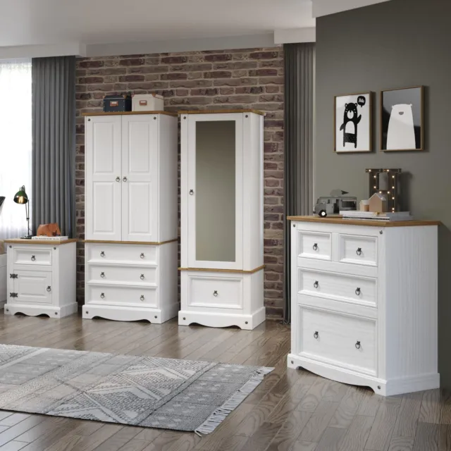 Pine Armoire 1 Door Cupboard White Painted Bedroom Furniture Storage Shelves