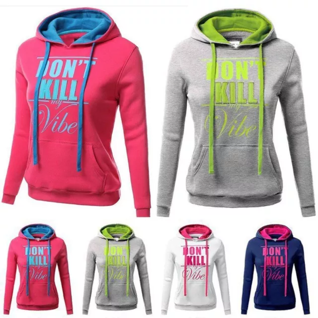 Donna Casual con Cappuccio Maniche Lunghe Lettera Stampa Pullover Tipo Slim Fit