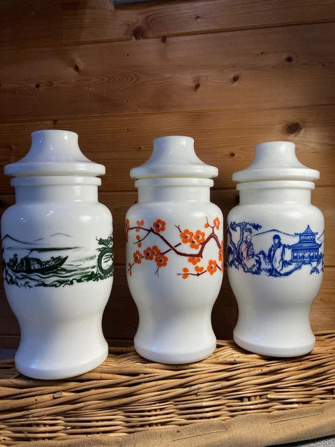 Lot 3 Pots Apothicaire Verts Dorure - 1 Litre - Belgique - Vintage Déco
