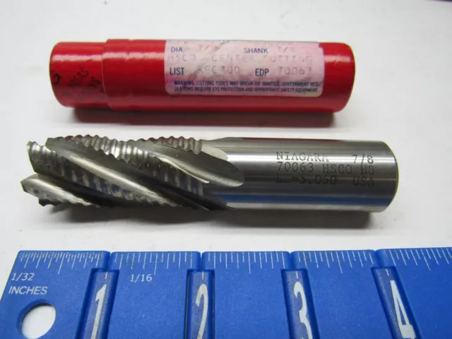 Niagara 7/8" 5-Fl Center Cutting Single End Cobalt High Speed Roughing End Mill