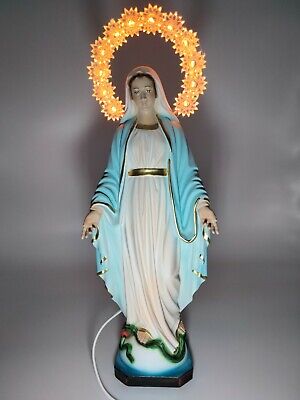 Statue Madonna Immaculate CM 30 IN Resin Full With Halo Lighted