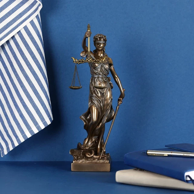 Poliresina Blindfolded Justicia Mujer Figurita Estatua Diosa De Law Altura 28CM