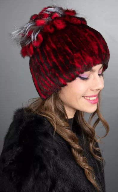 657 New Wonderful Real Rex Chinchilla Hat Luxury Fur Beautiful Look