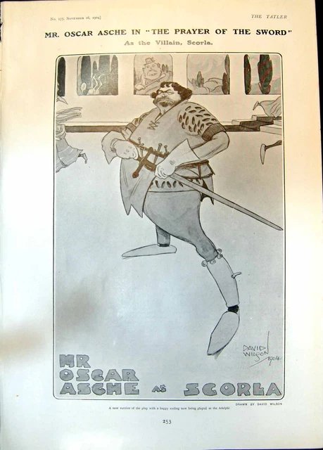 Antique Print Oscar Asche Prayer Sword Harry Lauder T Dunville Chigwin 1904