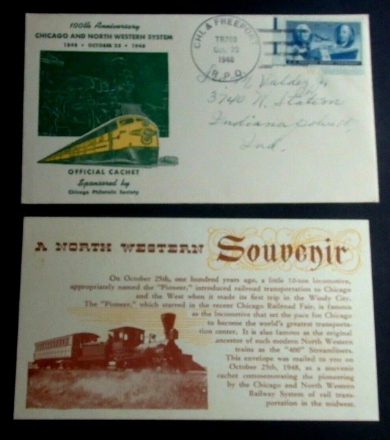 1948 Official Cachet 100Th Anniversary Chicago & North Western System Railroad