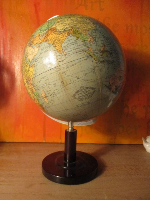 Antico Globus Columbus Berlino Stoccarda, Terrestre, H 30 CM, Vor 1945, Vintage