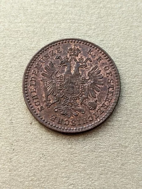 Austria Copper Coin 1 Kreuzer 1858 A Franz Joseph I. High Grade AUNC / UNC ?