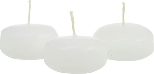 20 Large 6cm Floating White Wax Candle 5 burn hour wedding party birthday pond