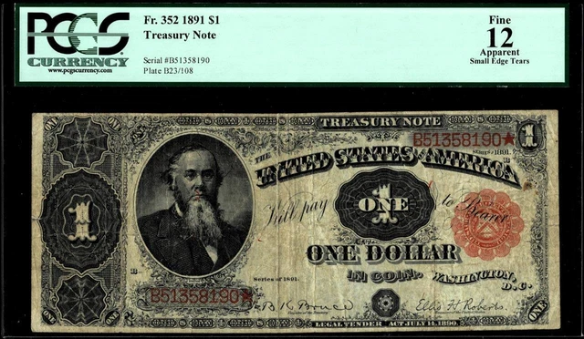 Fr. 352 $1 1891 Treasury Note PCGS Apparent Fine 12