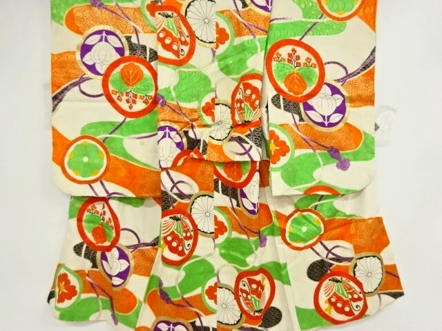 42568# Japanese Kimono / Antique Kimono For Girls / Butterfly & Flower