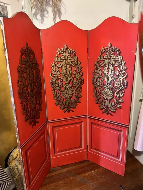 Vintage Italian Folding Dressing Screen Room Divider Hand painted Neoclassical