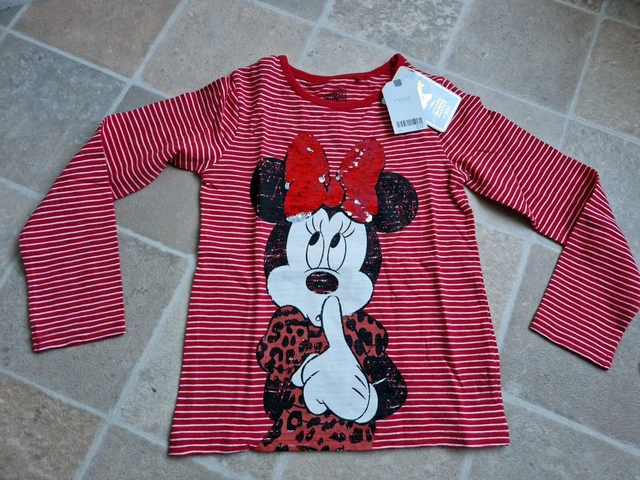 Paillettes Minnie Mouse at Next L/S Top 7 anni per ragazze nuove con etichette prezzo disponibile £17