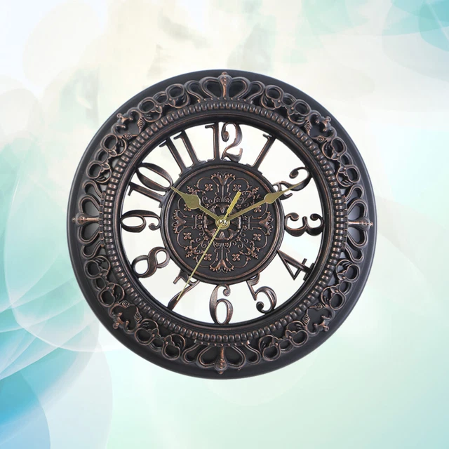 Vintage Dial Clock European Hollowed-out Silent Clock 3D Round Large Decorative