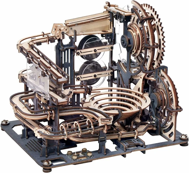 ROKR Mechanical Jigsaw Marble Night City 3D Wooden Puzzle Marble Run Toy LGA01 2