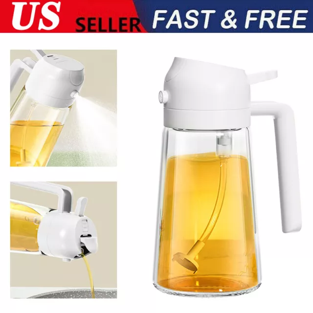 2-in-1 Oil Spray Bottle Refilable Glass BBQ Cooking Olive Oil Sprayer Dispenser