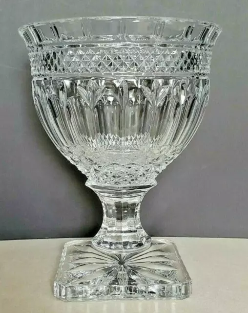 Heavy! Shannon Clear Glass Lead Crystal 9 1/2" Fruit / Flower Pedestal Bowl