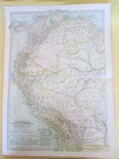 Vintage Map, SOUTH AMERICA,Northwest,70,Century Atlas,190