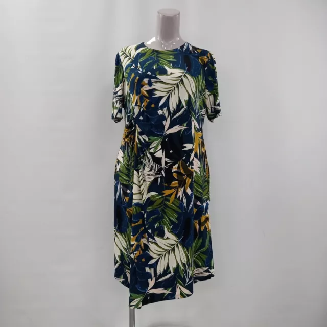 NWT M&S Multi Leaf Print Sheath Dress Summer Size UK22 Womens RMF04-ER
