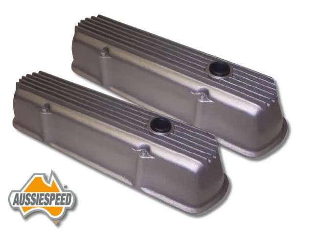 Aussiespeed As0100R 253/304/308 Holden V8 Tall Alloy Rocker Covers Finned Raw Us