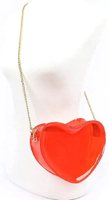 Cute Heart Shape Girls Womens Vegan Leather Small Handle Satchel Crossbody Purse 2