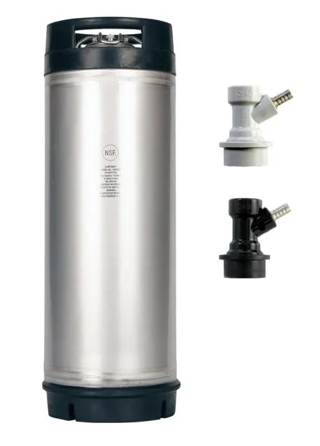 New 5 Gallon Ball Lock Keg with Relief Valve and Gas & Liquid Barbed Disconnects