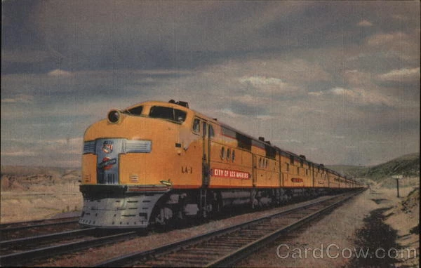 Railroad Locomotive Union Pacific Streamliner "City of Los Angeles" Postcard