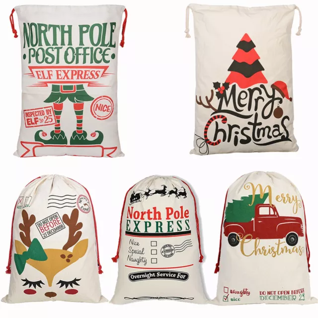 Premium Christmas Hessian Santa Sack Vintage Rustic Drawstring Gift Bag 50x70cm