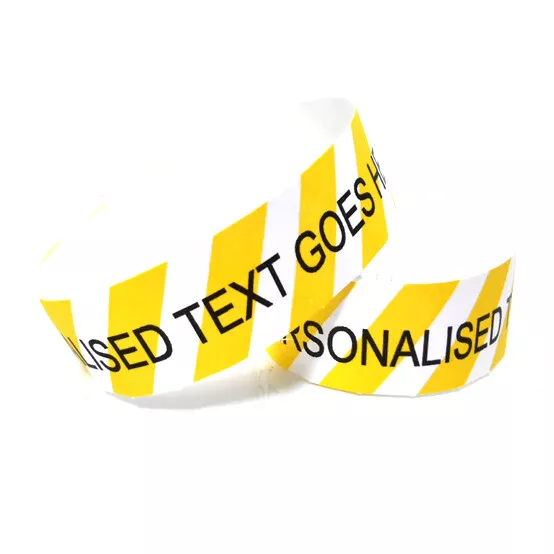 50 Yellow Stripe Wristbands Entry Garden Party Custom Ticket Entrance Event UK