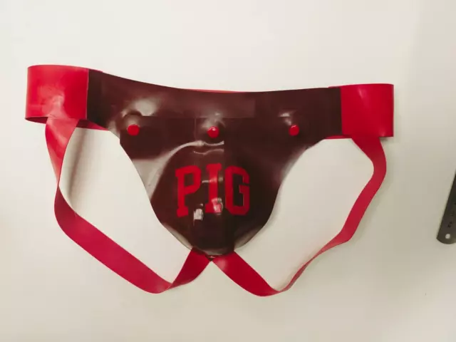 Mens rubber "PIG"  jockstrap suitable 32" waist with detachable front pouch