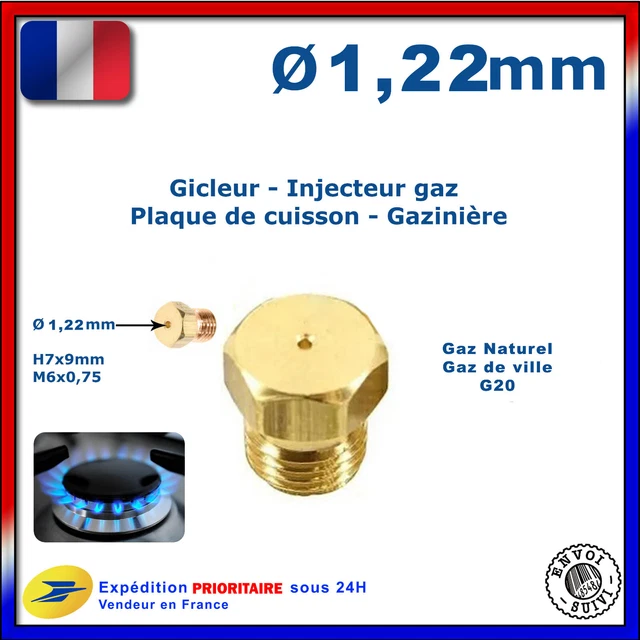 Gicleur injecteur 1,22mm ou 1.22 gaz de ville pour cuisinière plaque cuisson