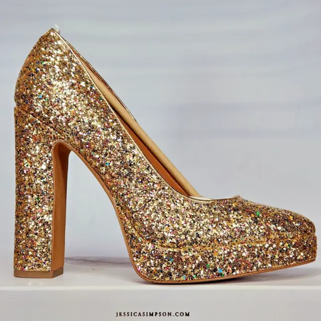 Size 8 - Jessica Simpson Glynis - Party Gold Confetti Pop Glitter