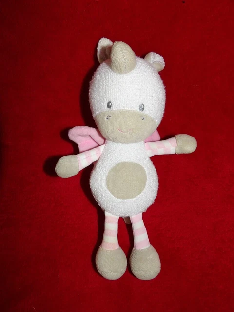 Doudou Peluche LUMINOU Licorne Blanc Beige Rose