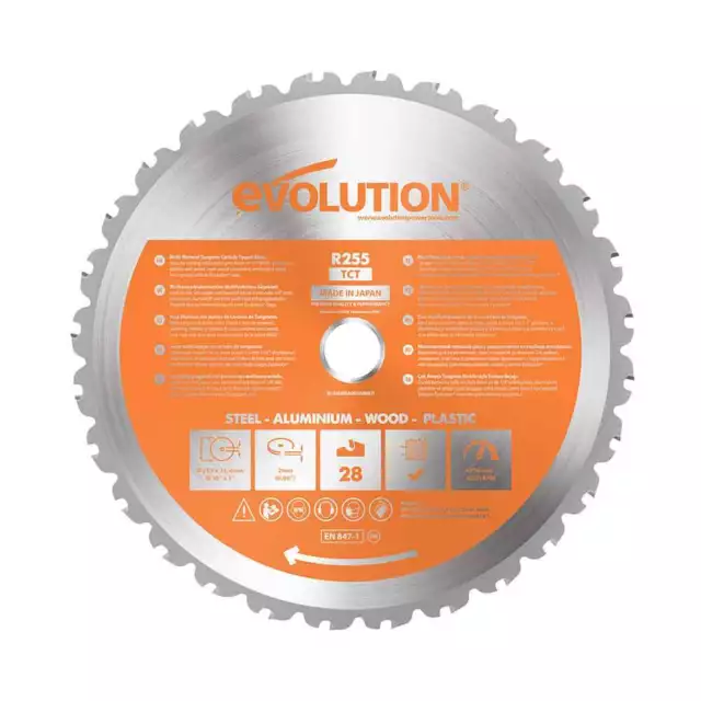 Evolution 255mm Multi-Material 28T Mitre & Table Saw Blade