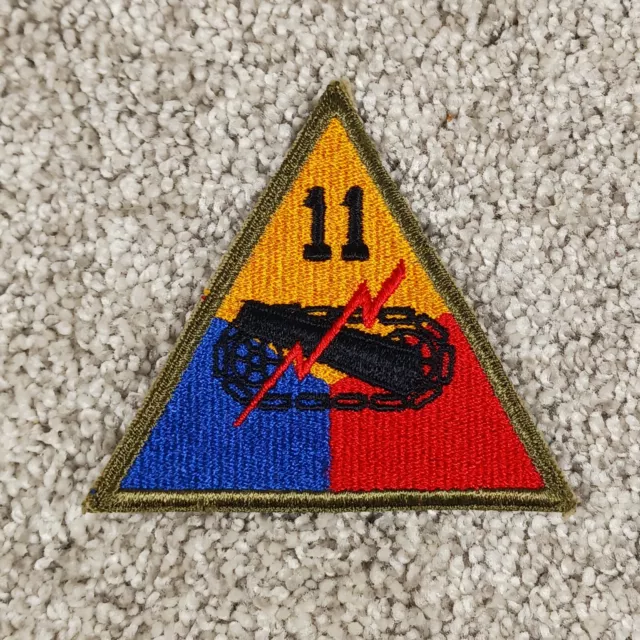 Vintage 11th Armored Division Patch WWII Original Army Thunderbolt Green Back