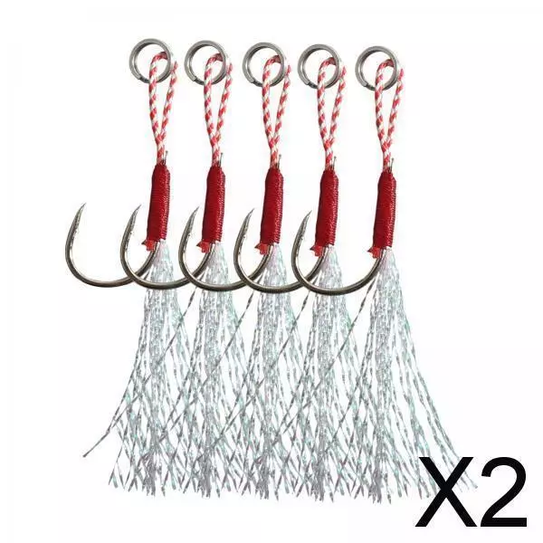 2X 5 Pièces Crochets D'aide à La Pêche Remplacement Jig Crochets