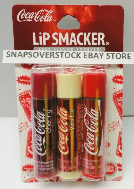 3-Pc Coca Cola, Cherry Coke & Vanilla Coke Lip Balm 0.14 Oz. Each Tube Free Ship