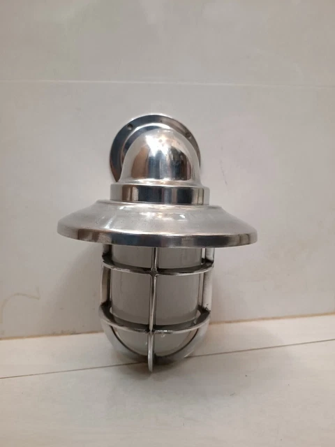 Nautical Aluminum Swan Neck 90 Degree Passage Wall Light White Globe And Shade
