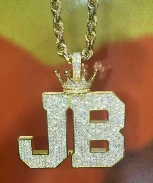 2.10 Ct Diamond Mens Fashion Custom JB Crown Charm Pendant 14k Yellow Gold FN