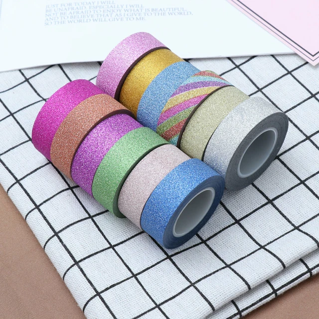 12 rollos cinta decorativa con brillo washi cinta blanca cinta brillante