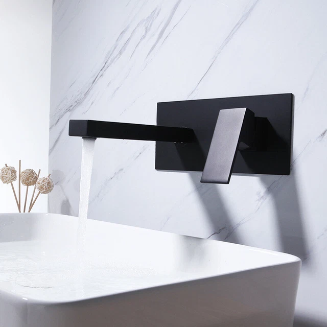 Brass Black Hot And Cold Water Faucet Wall Mounted Concealed Faucet New