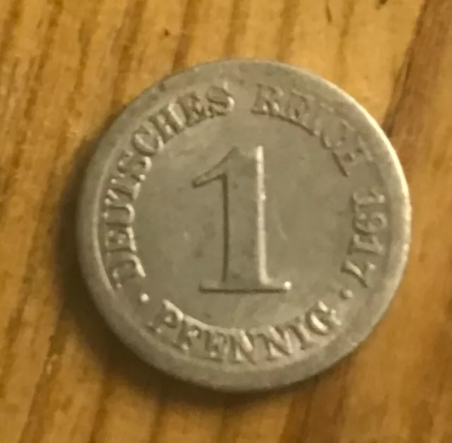 1 Pfennig Deutsches Reich 1917 J Umlaufmünze