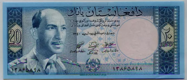 Afghanistan  20 Afghanis King Md. Zahir Banknote 1961 #p42