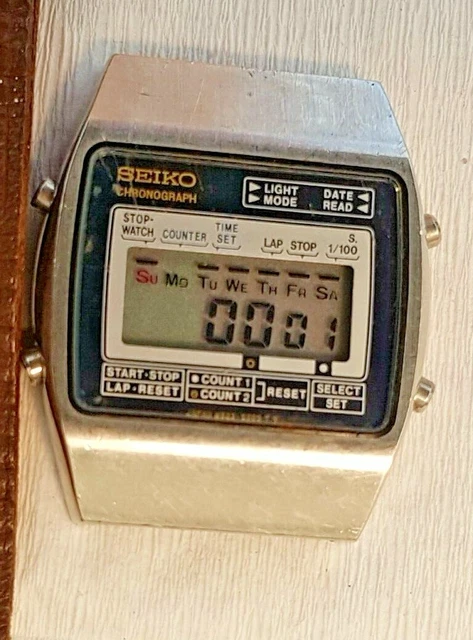 VINTAGE SEIKO M929 5000 Chronograph Digital LCD Watch 35.76