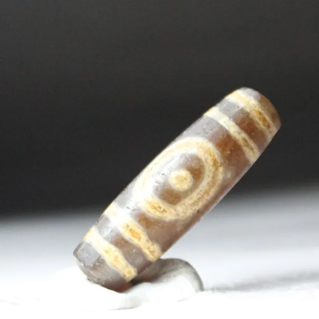 Tibetan Old Dzi Agate Bead "Swastika & 1Eyed" Amulet Pendant from Tibet 33043
