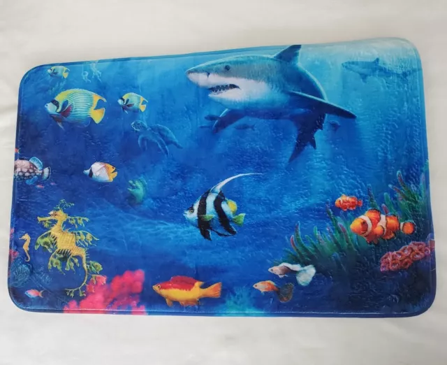 Alfombra de baño Sea Life azul espuma suave dormitorio interior vibrante 31,5" X 20