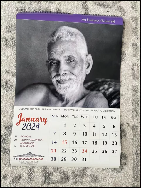 SRI RAMANA MAHARSHI 2024 Calendar from Ramana Ashram in Tiruvannamalai ...