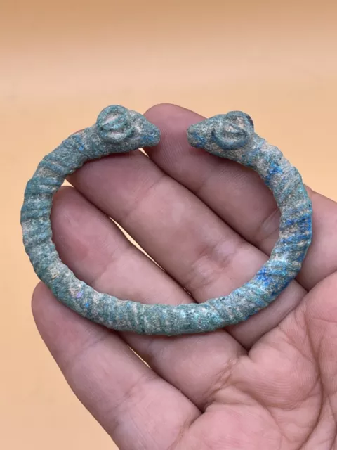 Genuine Antique Ancient Roman Bronze Ram Bracelet Circa 100 AD - 300 AD 2